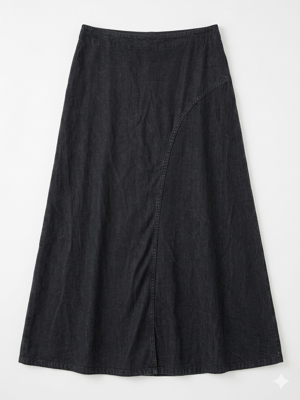 Women's Black A-Line Denim Maxi Skirt
